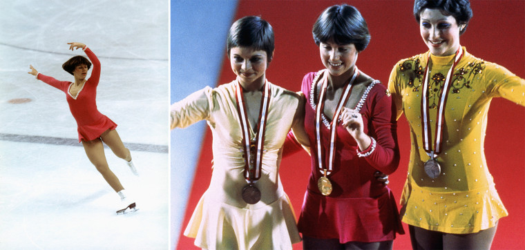 Dorothy Hamill skates at the 1976 Innsbruck Olympics.