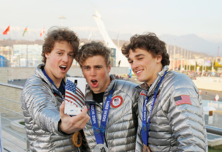 Skiers Joss Christensen, Gus Kenworthy and Nick Goepper, who picked up gold, silver and bronze respectively.