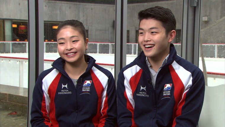 Maia Shibutani (left) and her brother Alex speak to TODAY’s Erica Hill.