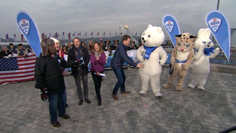 Willie Geist ran some interference for Natalie Morales after the Olympic bear mascot got a little too close for comfort.