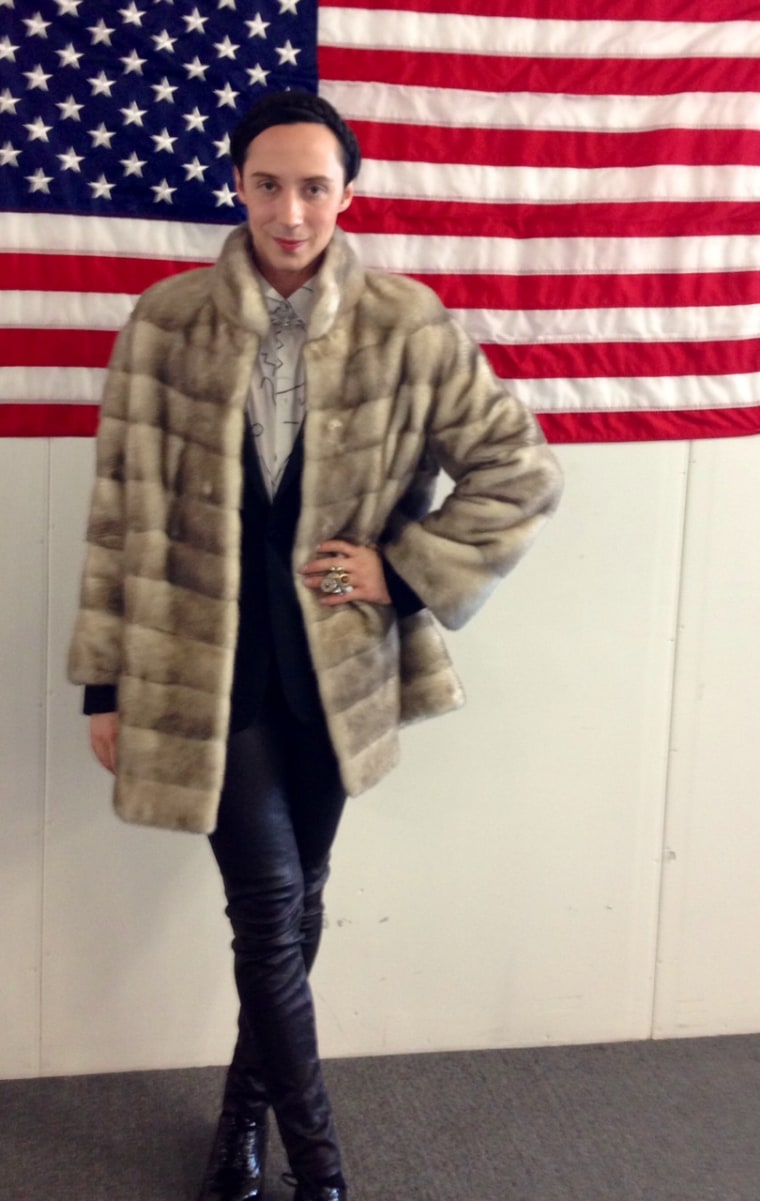 Johnny Weir in his Russian fur coat