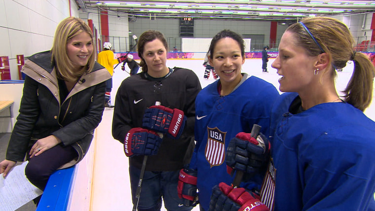 Jenna Bush Hager speaks with members of the U.S. women's hockey team