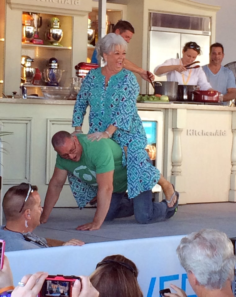After TV chef Robert Irvine gave her some encouraging words, Paula Deen took a ride across the stage.