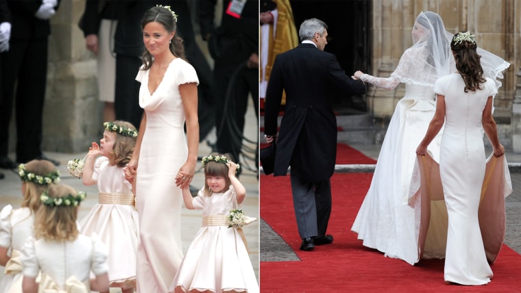 Pippa Middleton arrives with the brides maids and page boys at Westminster Abbey for the Royal Wedding of Prince William to Catherine Middleton at Wes...