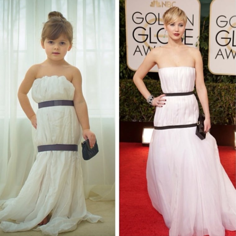 Channeling Jennifer Lawrence's Golden Globes dress.