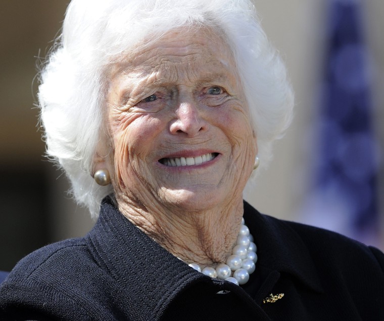 Former first lady Barbara Bush, attending the George W. Bush Presidential Center dedication ceremony in April 2013.