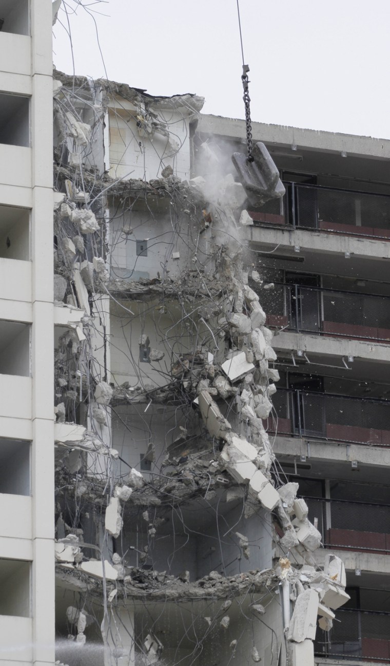 Demolition begins at the last high-rise of Chicago's Cabrini-Green public housing complex on March 30, 2011. Cabrini-Green was built on Chicago's North Side starting in the 1940s.