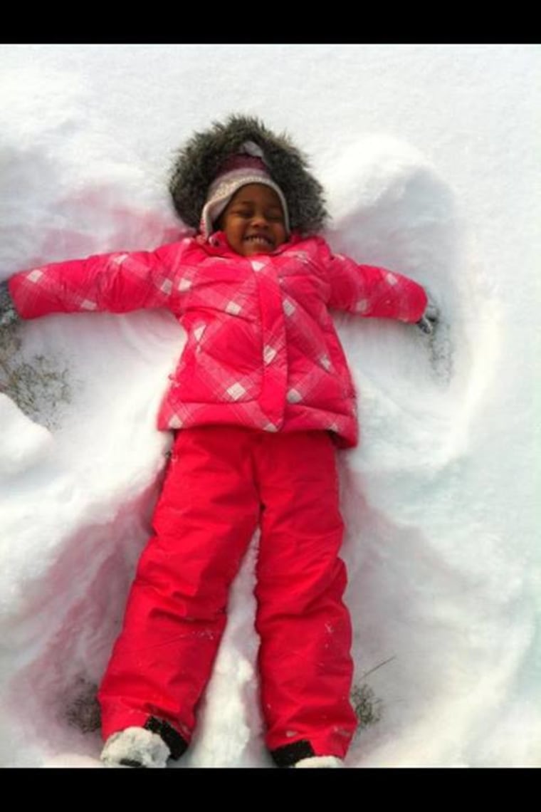 Making snow angels.