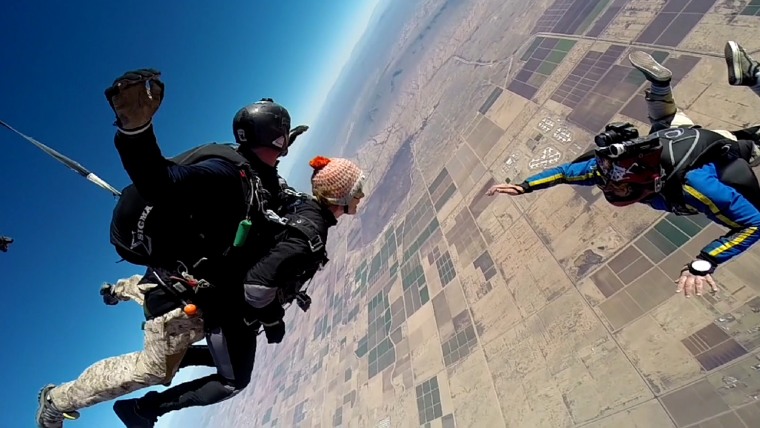 Gabrielle Giffords marks the three-year anniversary of an attack that left her severely wounded and forced her to resign from Congress by skydiving.