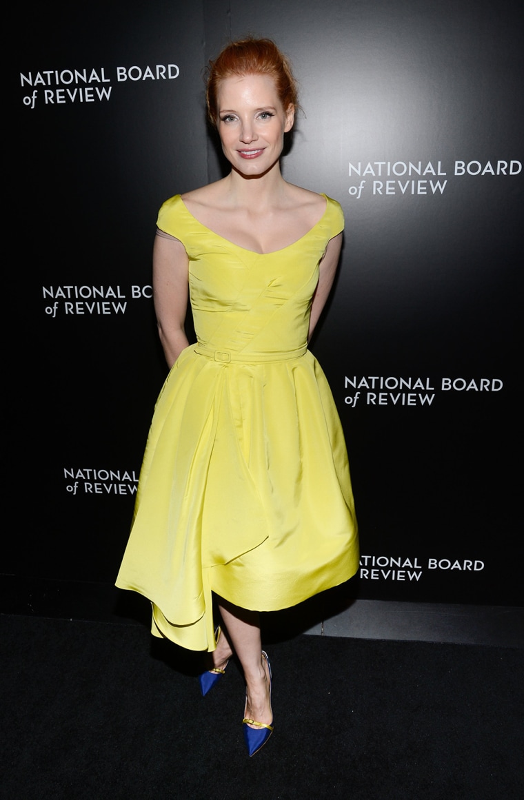 Actress Jessica Chastain attends the National Board of Review awards gala at Cipriani 42nd Street on Tuesday, Jan. 7, 2014, in New York. (Photo by Eva...