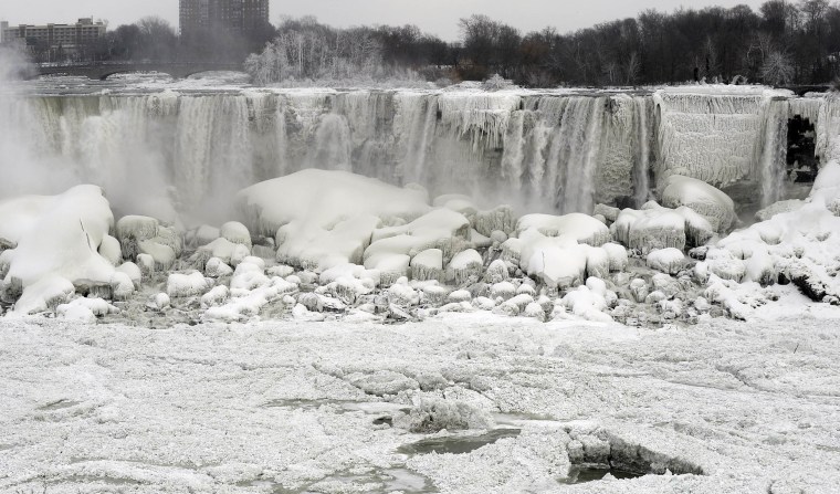 The U.S. side of the Niagara Falls is pictured in Ontario on Jan. 8.