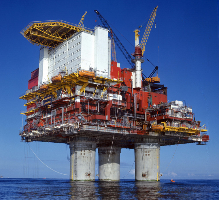 The Statfjord A-platform in the North Sea in Oct.