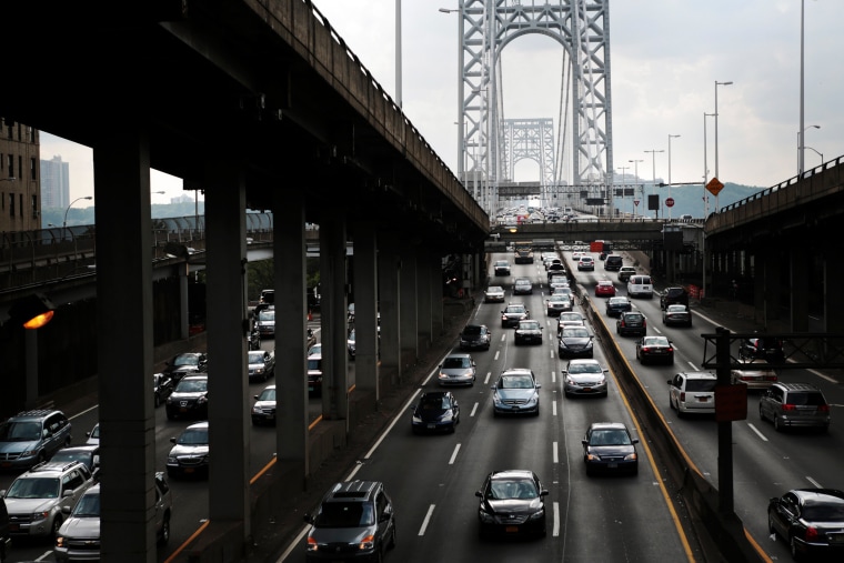 Traffic crosses the George Washington Bridge linking New Jersey to New York on July 15, 2012.