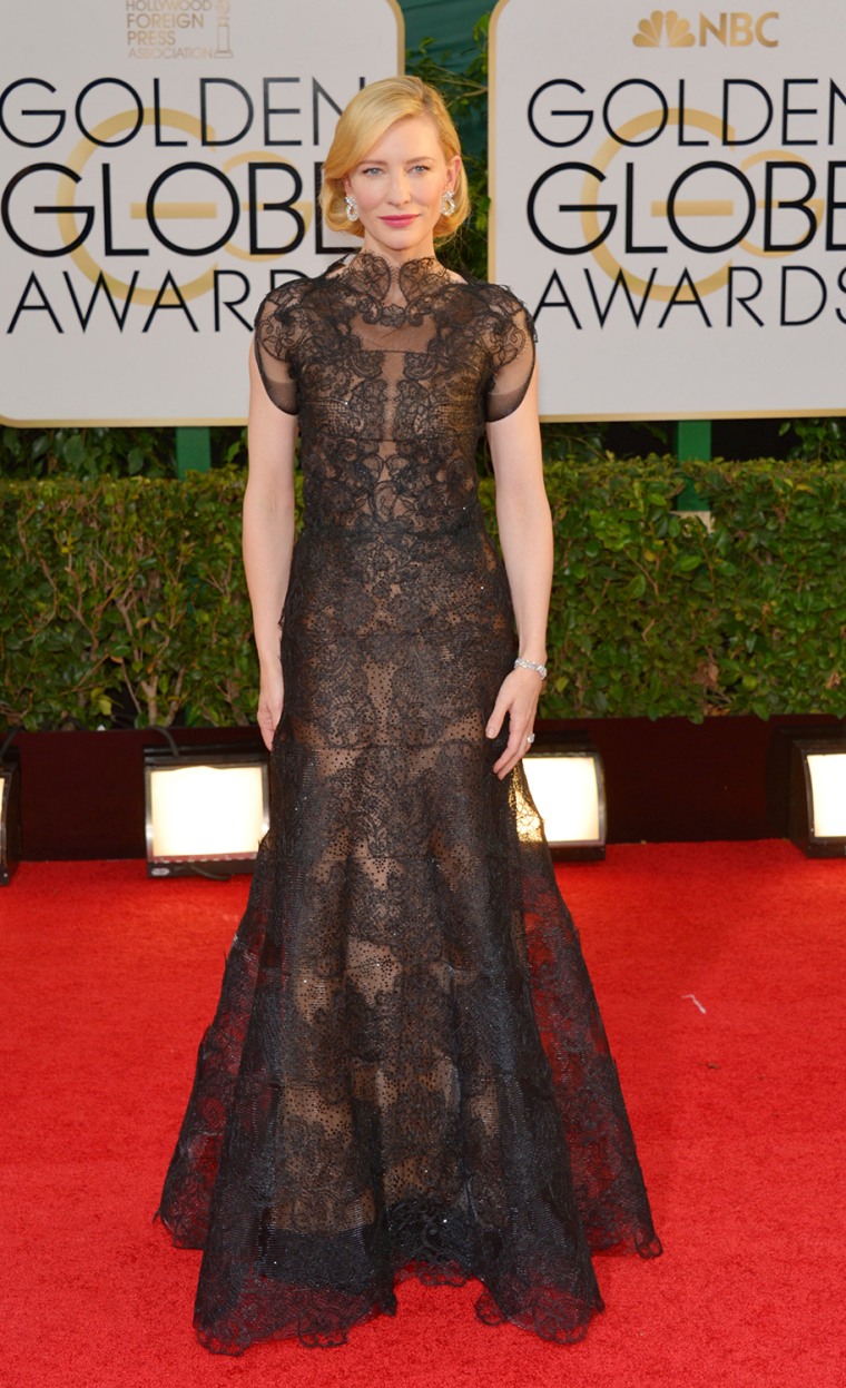 Cate Blanchett arrives at the 71st annual Golden Globe Awards at the Beverly Hilton Hotel on Sunday, Jan. 12, 2014, in Beverly Hills, Calif. (Photo by...