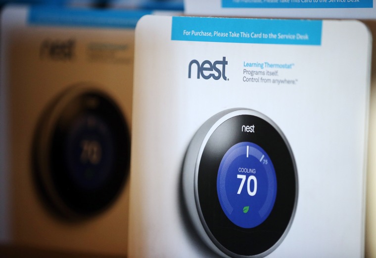 SAN RAFAEL, CA - JANUARY 13: The Nest Learning Thermostat is displayed at a Home Depot store on January 13, 2014 in San Rafael, California. Google an...