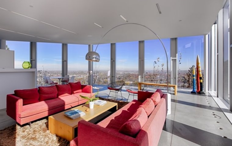 The mostly glass house boasts views in all directions.
