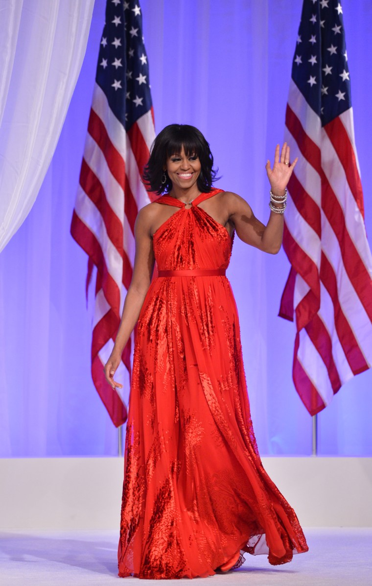 US President Barack Obama and First Lady Michelle Obama attend the Commander-in-Chief's Ball, honoring US service members and their families, at the W...