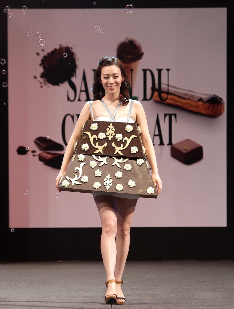 A model walks the runway at the Chocolate Fashion Show on Jan.16 in Seoul, South Korea.