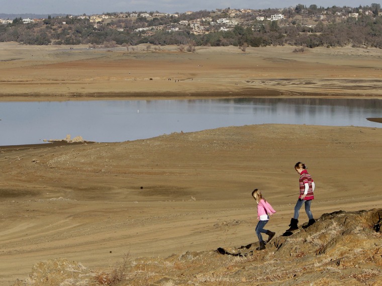 The edge of Folsom Lake in California, which is facing a historic dry spell.