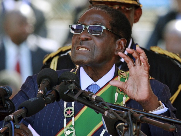 Zimbabwean President Robert Mugabe delivers a speech following his inauguration in Harare, Thursday, Aug. 22, 2013.