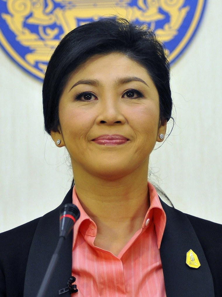 Thai Prime Minister Yingluck Shinawatra appears at a news conference at police headquarters in Bangkok on Monday.