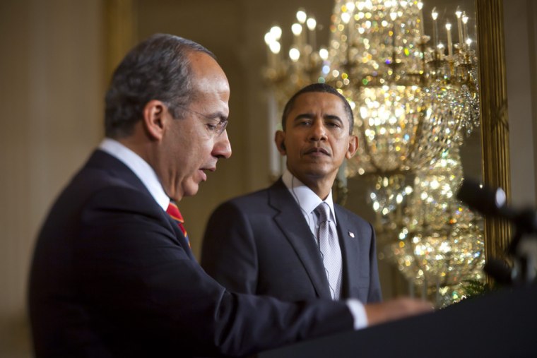 President Barack Obama with Mexico's then-president Felipe Calderon at the White House on March 3, 2011.