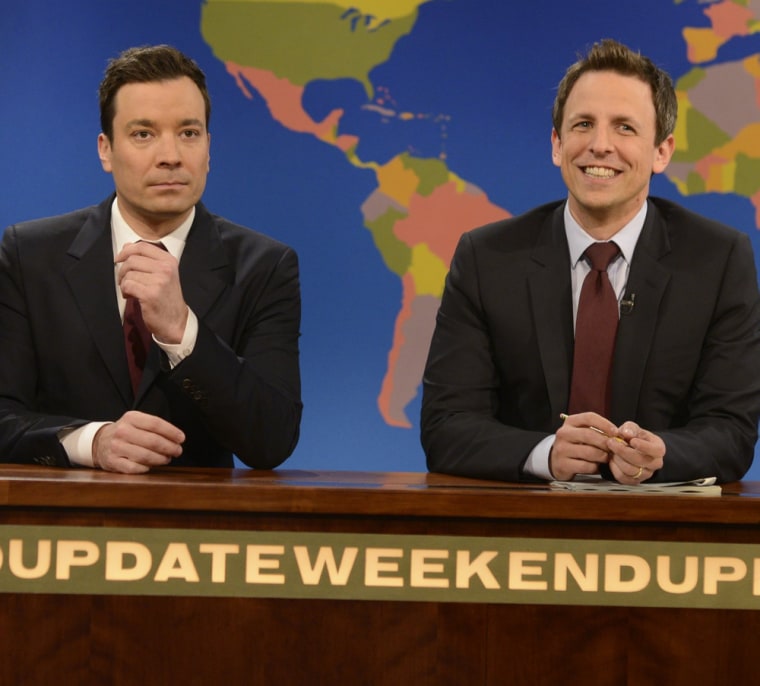 Jimmy Fallon and Seth Meyers on \"Saturday Night Live.\"