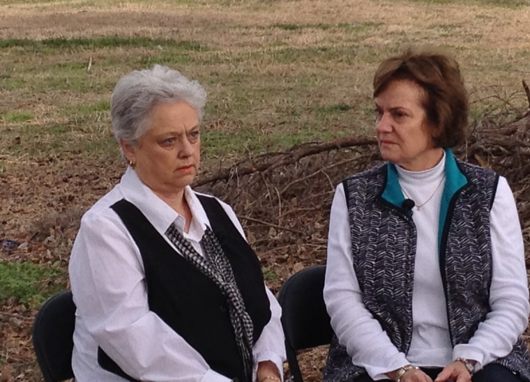 Frankie Dyches, right, and her sister, Carolyn Geddings, during an interview with NBC News earlier this week.