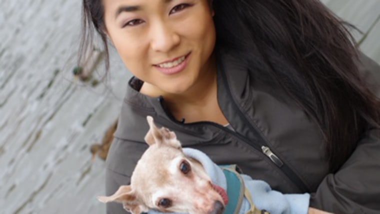 Jen Tserng with dog.
