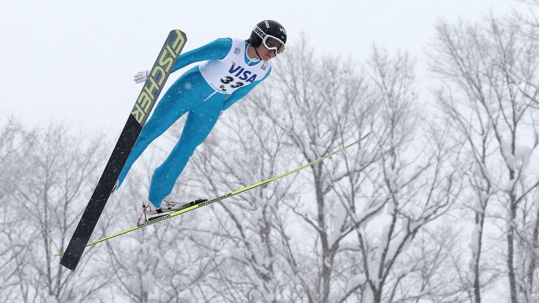 YAMAGATA, JAPAN - JANUARY 19: Jessica Jerome #33 of the USA competes in the Normal Hill Individual 1st Round during the FIS Women's Ski Jumping World ...