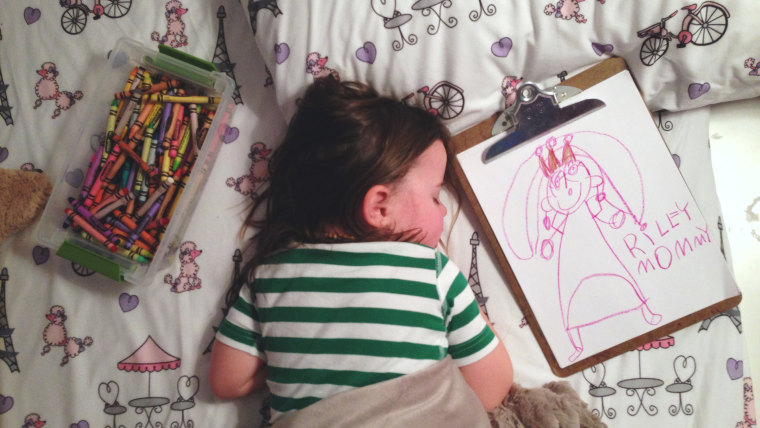 Pretty princess: Riley's moms are pretty low-maintenance, but at the moment she's all about drawing princesses.