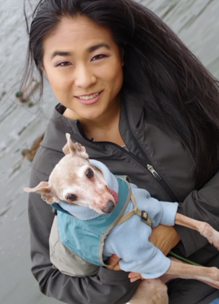 Jen Tserng with dog.