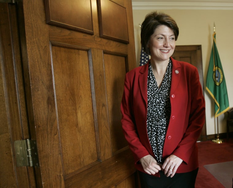 Pregnant Congresswoman Rep. Cathy McMorris Rodgers, R-Wash., 37, is seen in her Capitol Hill office, Wednesday, April 18, 2007.