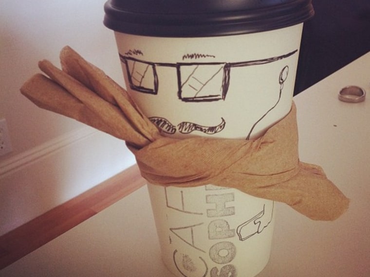 Miguel Cardona Coffee Cup Art