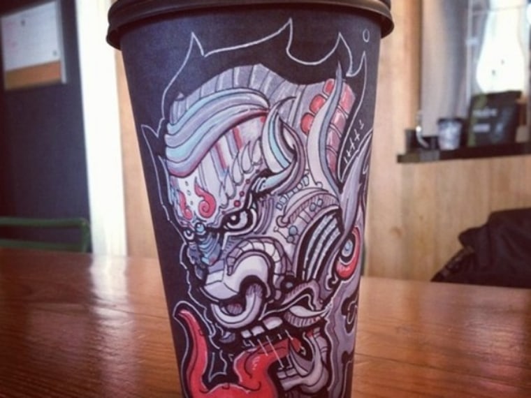 Miguel Cardona Coffee Cup Art