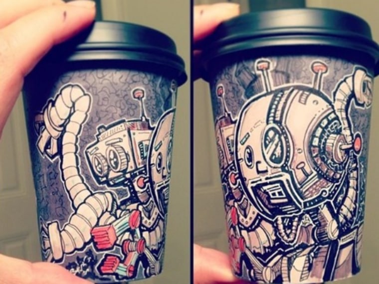 Miguel Cardona Coffee Cup Art