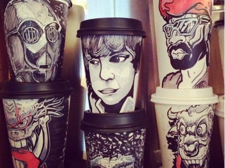 Miguel Cardona Coffee Cup Art