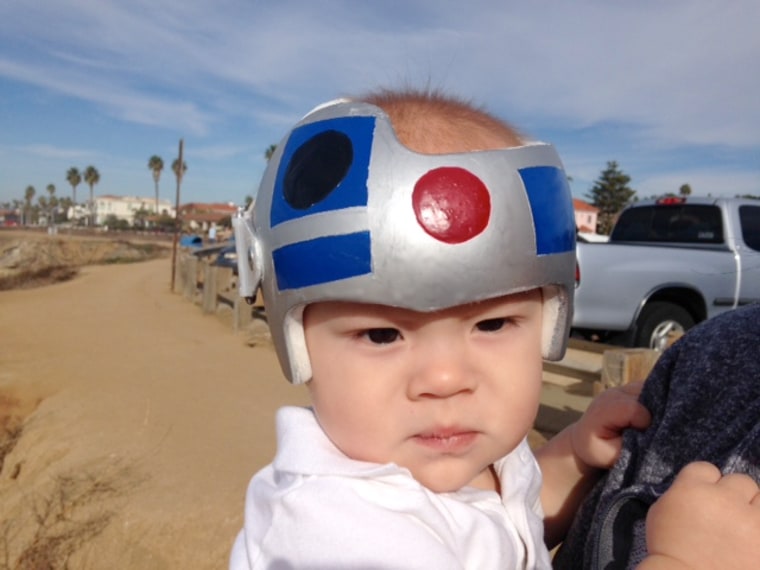 child in helmet