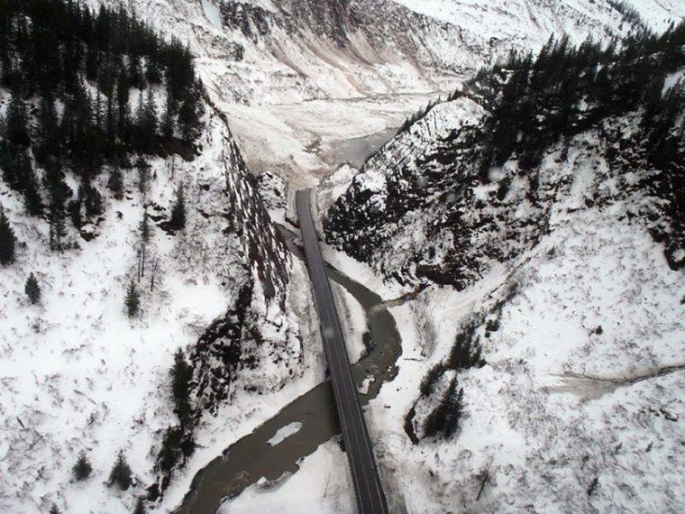 An avalanche blocked a stretch of Richardson Highway, the only road connecting Valdez to the rest of the Alaska highway system.
