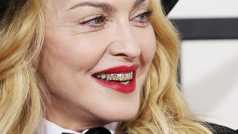 Madonna dons grills, matching tux with her son at Grammys