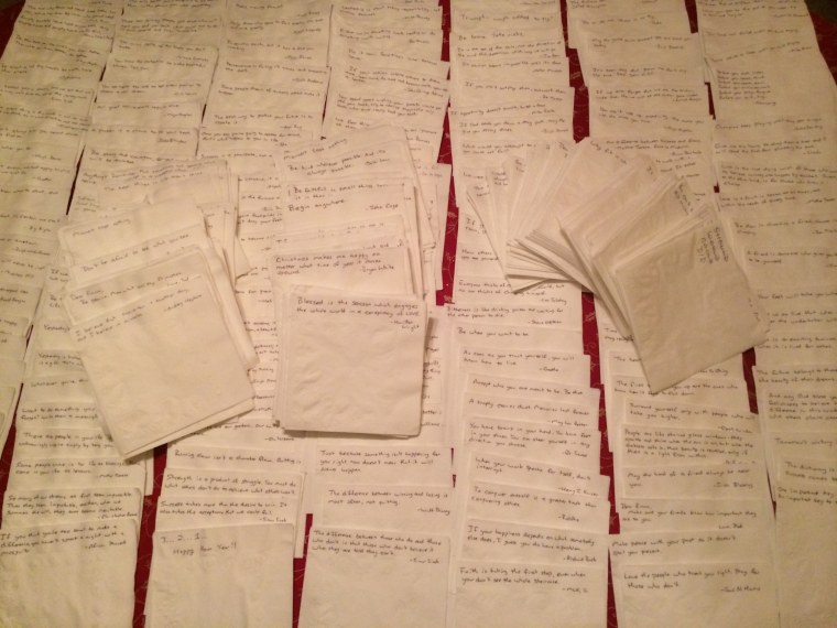 The stack of notes Callaghan has written for his daughter.