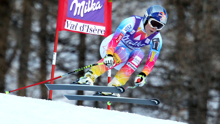 VAL D'ISERE, FRANCE - DECEMBER 21: (FRANCE OUT) Lindsey Vonn of the USA competes during the Audi FIS Alpine Ski World Cup Women's Downhill on December...