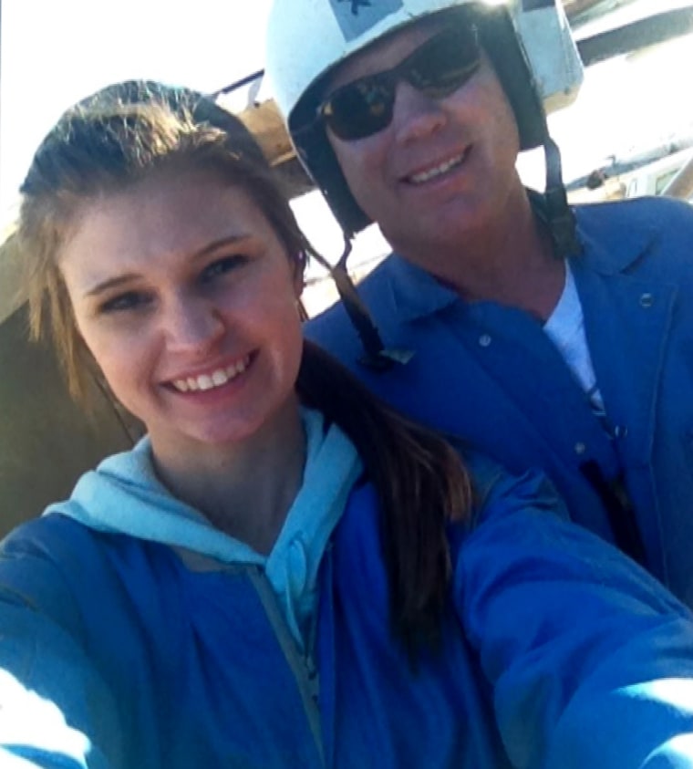 Makenzie's father, Joe Wethington, accompanied her on the jump at Pegasus Air Sports Center in Chickasha, Okla.