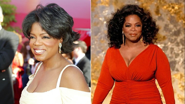 Image: Oprah Winfrey's hair in 2002 and 2008
