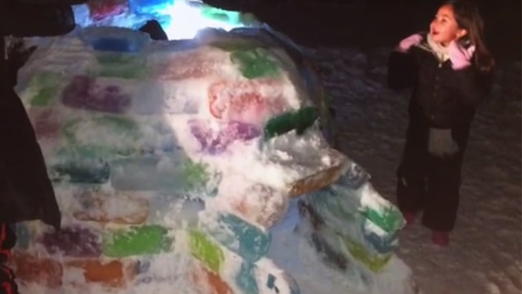 The Trokhan family took advantage of a cold front hitting New Jersey by building an igloo.