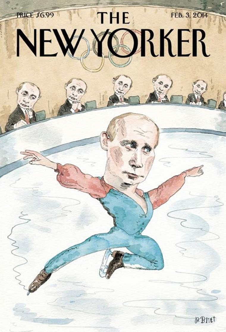 The cover of the Feb. 3 edition of The New Yorker magazine has some fun with Russian president Vladimir Putin in the midst of controversy over Russian anti-gay laws heading into the Winter Olympics in Sochi next week.