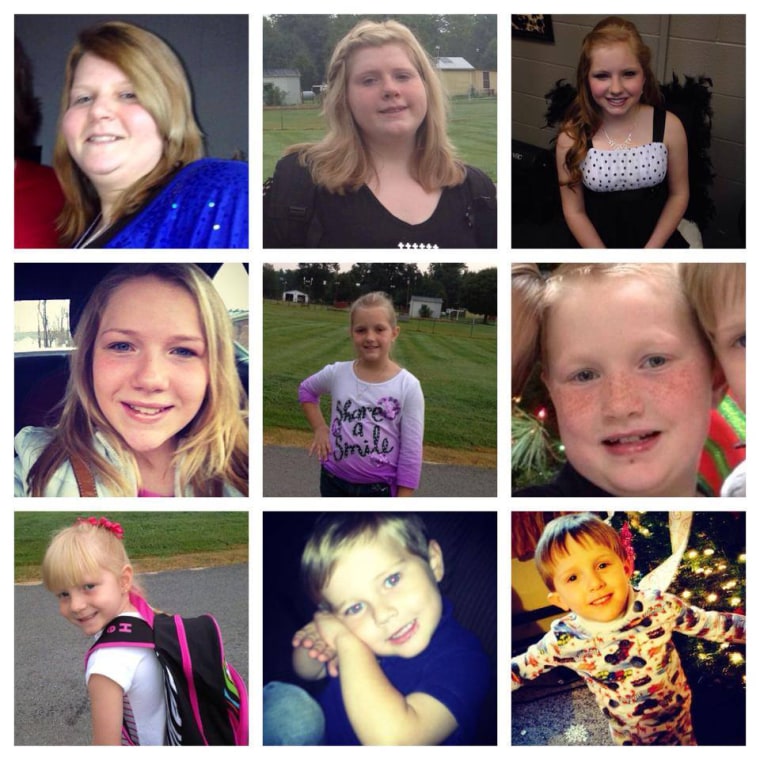 A house fire in Kentucky killed nine members of the Watson family. From left to right, top to bottom: Nikki Watson, the mother, Madison, Kenzie, Morgan, Emily, Sam, Raegan, Mark and Nathaniel. Not pictured are the father, Chad, and an 11-year-old daughter, Kylie, who survived the fire.