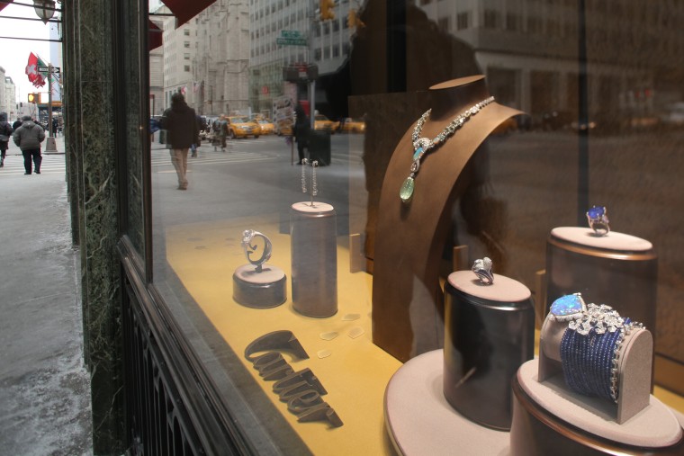 A window display at Cartier at 5th Ave and 52nd St. in New York City.