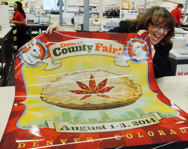 Dana Cain, director of the Denver County Fair, showDana Cain, director of the Denver County Fair, shows a poster advertising the fair on Monday. Colorado's Denver County is adding cannabis-themed events to its 2014 summer fair. s a poster advertising the fair on Monday. Colorado's Denver County is adding a cannabis-themed contest to its 2014 summer fair.