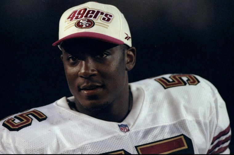 8 Aug 1998: Winfred Tubbs #55 of the San Francisco 49ers looks on during a pre-season game against the San Diego Chargers at the Qualcomm Stadium in S...